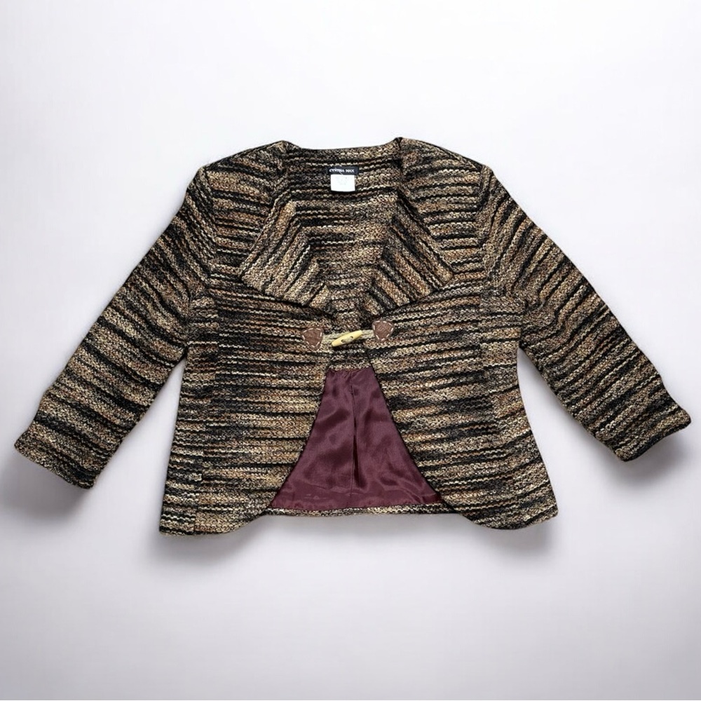 Last chance…Cynthia Max Vintage Tweed Blazer Suit Jacket Cardigan Tencel USA M